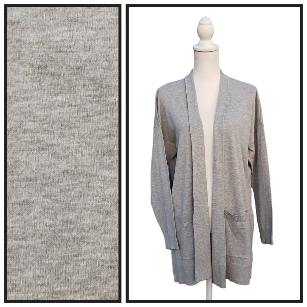 Chaps Gray Open Front Cardigan Size L NWT